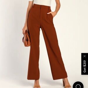 Lulus Bet on You Brown High Waisted Wide Leg Trouser Pants Size XL
